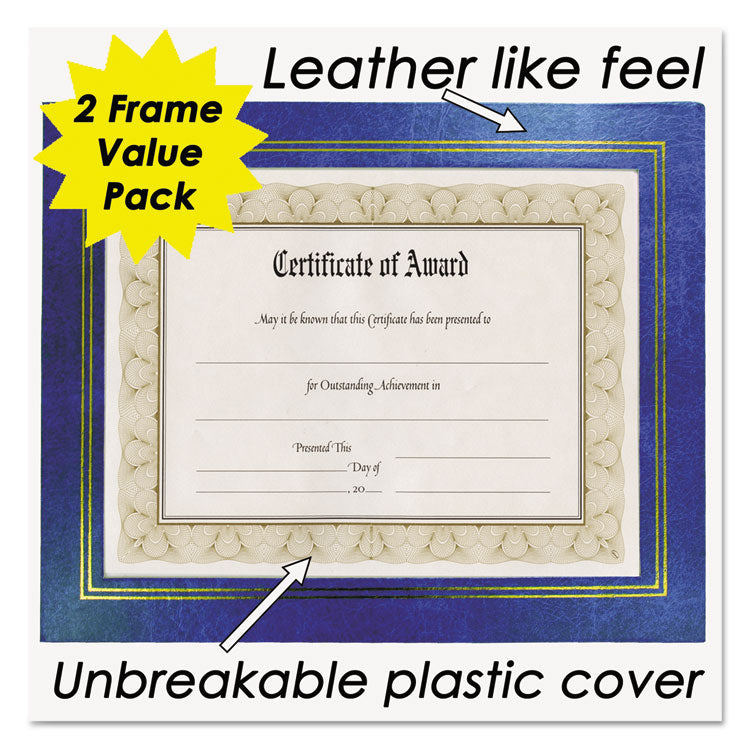 Leatherette Document Frame, 8.5 x 11, Blue, Pack of Two 2