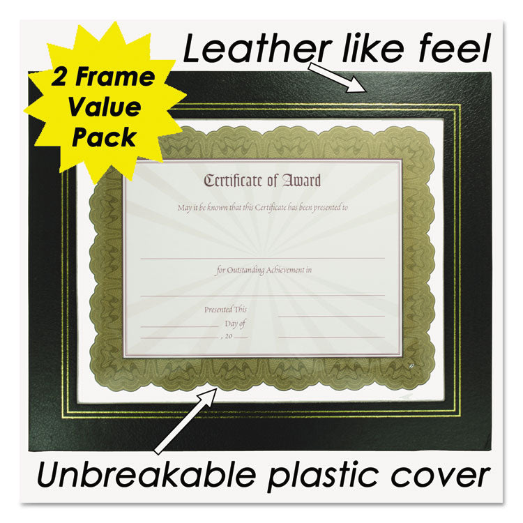 Leatherette Document Frame, 8.5 x 11, Black, Pack of Two 2