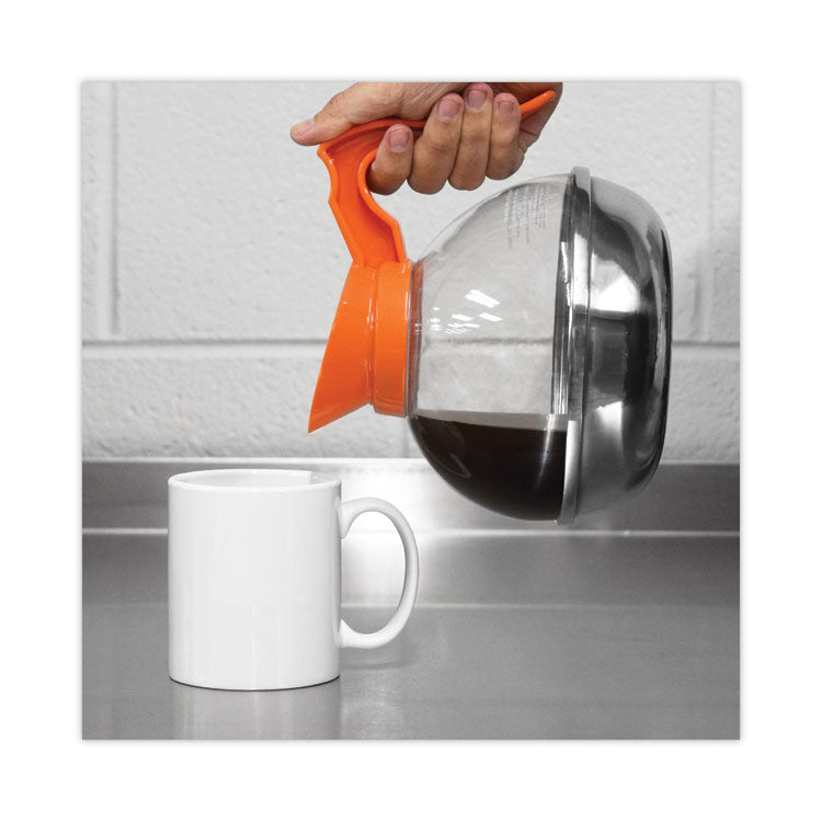 Unbreakable Decaffeinated Coffee Decanter, 12-Cup, Stainless Steel/Polycarbonate, Orange Handle 1