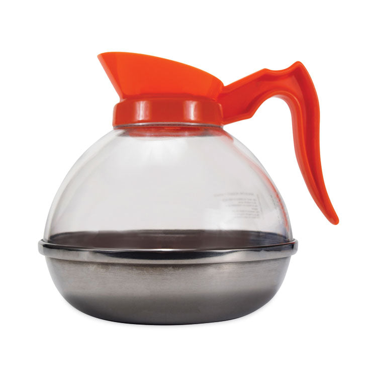 Unbreakable Decaffeinated Coffee Decanter, 12-Cup, Stainless Steel/Polycarbonate, Orange Handle 2