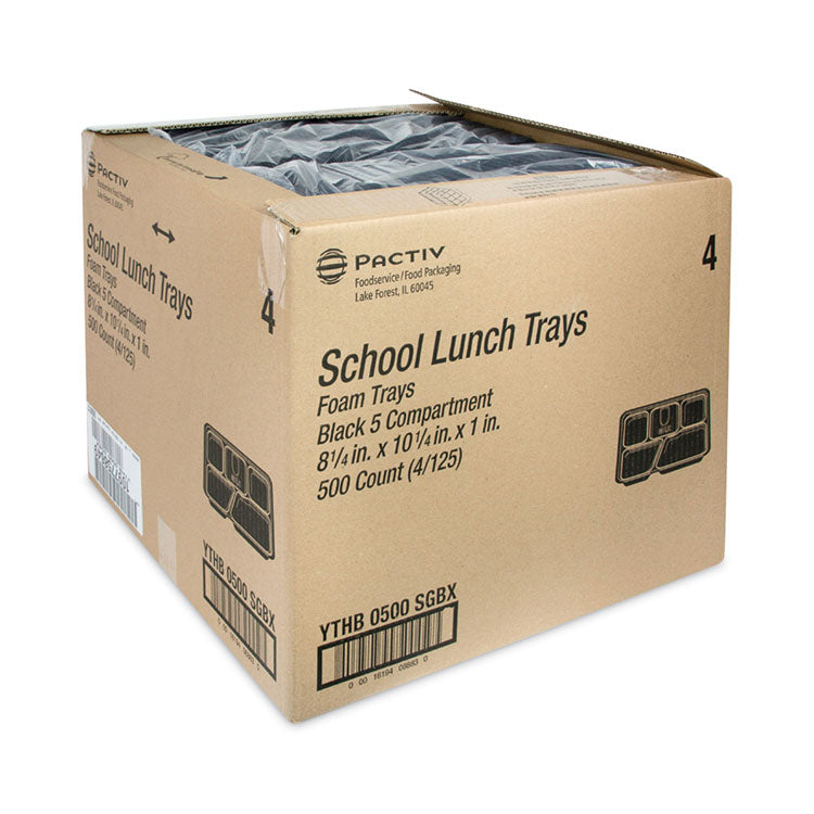 Foam School Trays, 5-Compartment, 8.25 x 10.25 x 1, Black, 500/Carton 2