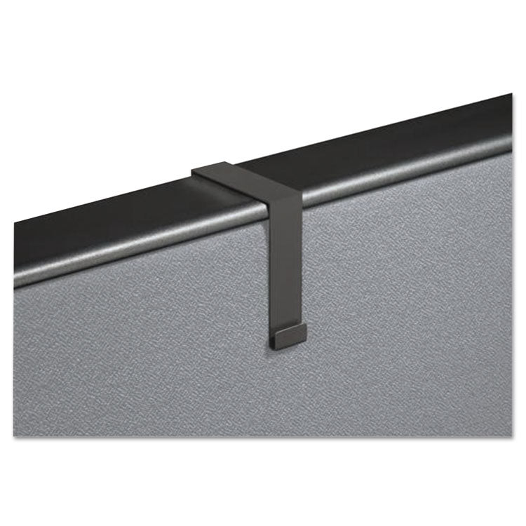 Cubicle Partition Hangers, For 1.5" to 2.5" Thick Partition Walls, Black, 2/Set 2