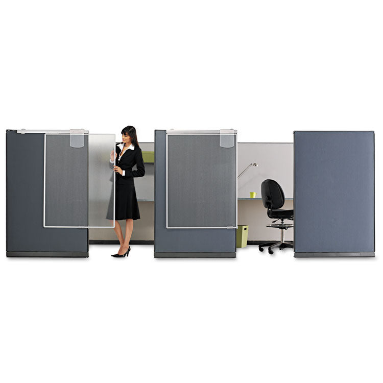 Workstation Privacy Screen, 36w X 48d, Translucent Clear/silver 1