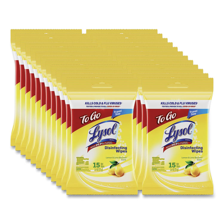 Disinfecting Wipes Flatpacks, 1-Ply, 6.69 x 7.87, Lemon and Lime Blossom, White, 15 Wipes/Flat Pack, 24 Flat Packs/Carton 1