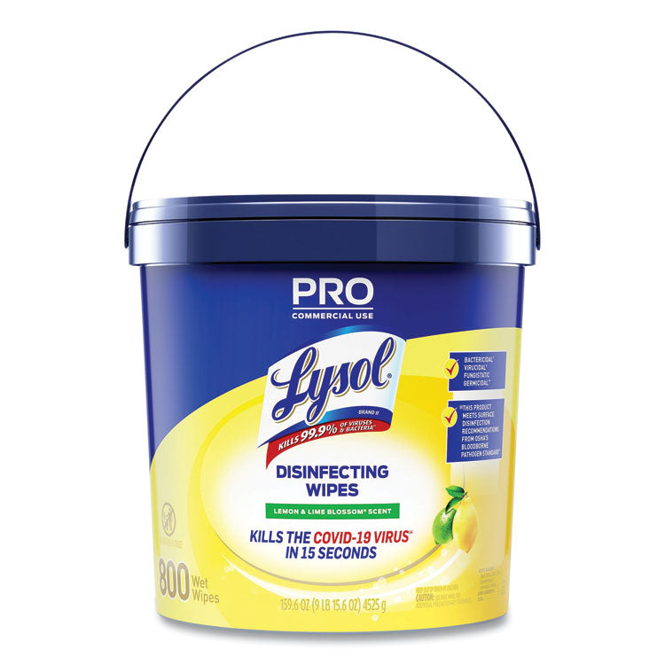 Professional Disinfecting Wipe Bucket, 1-Ply, 6 X 8, Lemon And Lime Blossom, White, 800 Wipes 1