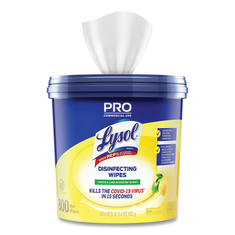 Professional Disinfecting Wipe Bucket, 1-Ply, 6 X 8, Lemon And Lime Blossom, White, 800 Wipes 2