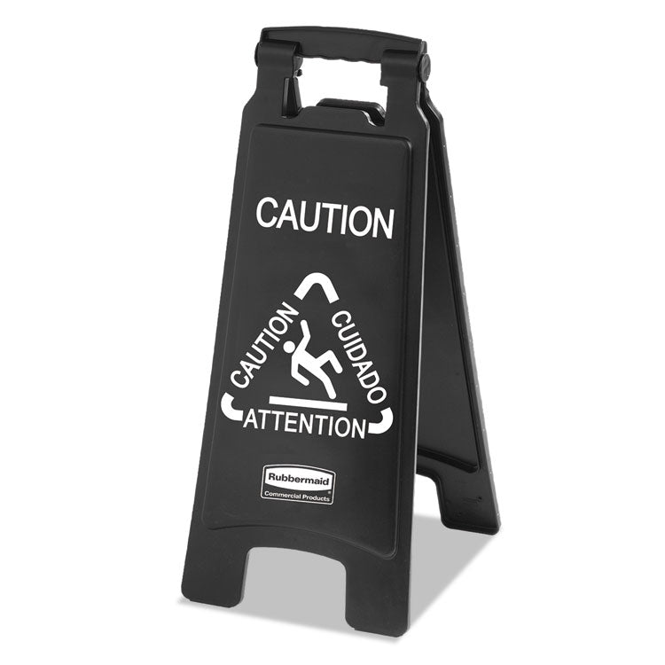 Executive 2-Sided Multi-Lingual Caution Sign, Black/White, 10.9 x 26.1 1