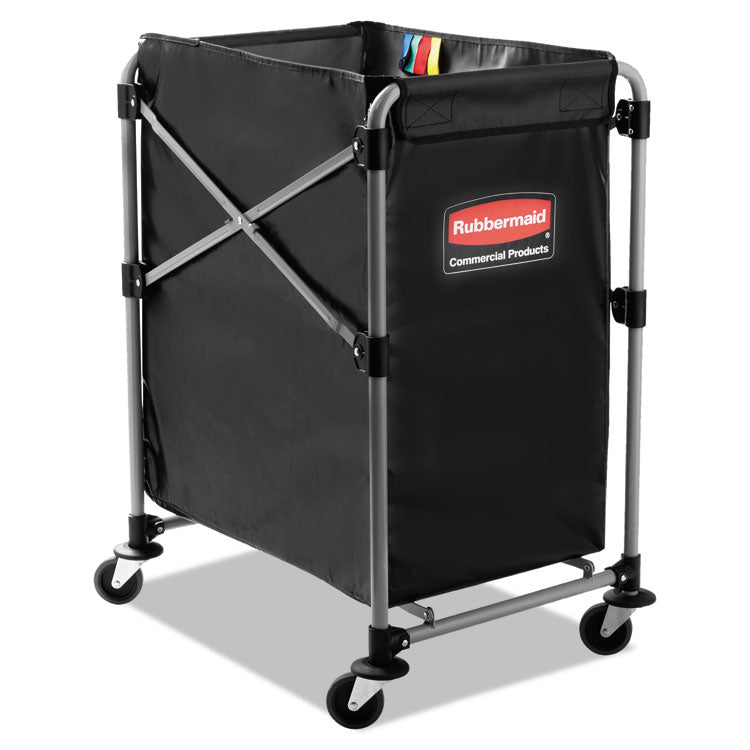 One-Compartment Collapsible X-Cart, Synthetic Fabric, 4.98 cu ft Bin, 20.33" x 24.1" x 34", Black/Silver 1