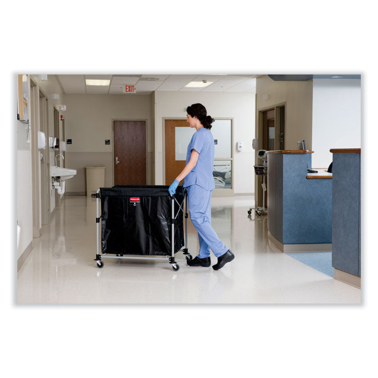 One-Compartment Collapsible X-Cart, Synthetic Fabric, 9.96 cu ft Bin, 24.1" x 35.7" x 34", Black/Silver 2