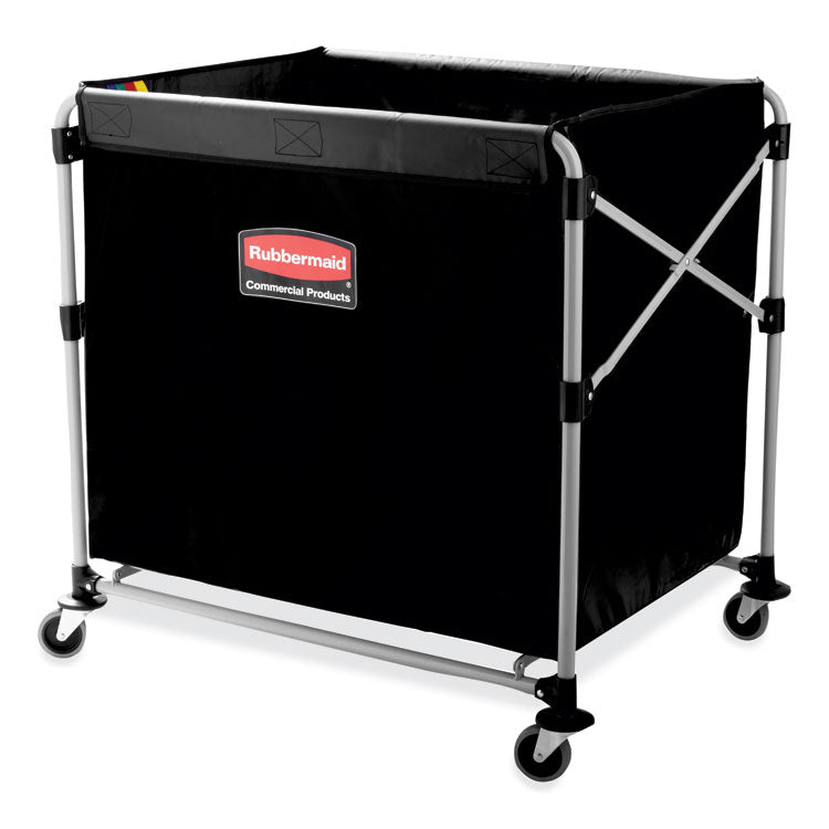 One-Compartment Collapsible X-Cart, Synthetic Fabric, 9.96 cu ft Bin, 24.1" x 35.7" x 34", Black/Silver 3