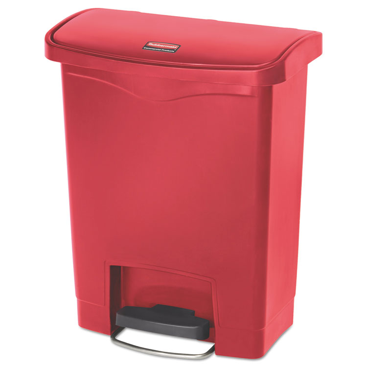 Streamline Resin Step-On Container, Front Step Style, 8 gal, Polyethylene, Red 1