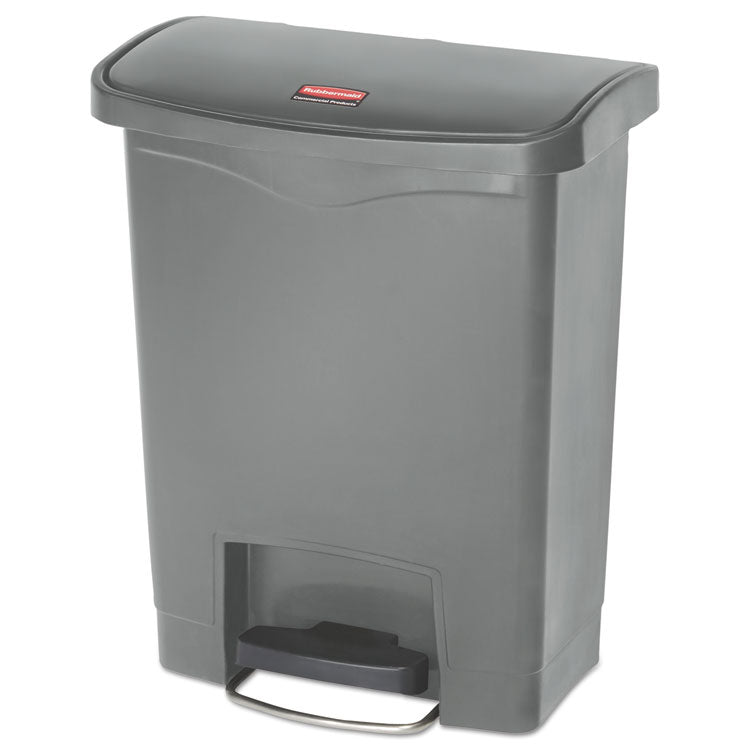 Slim Jim Streamline Resin Step-On Container, Front Step Style, 8 gal, Polyethylene, Gray 1