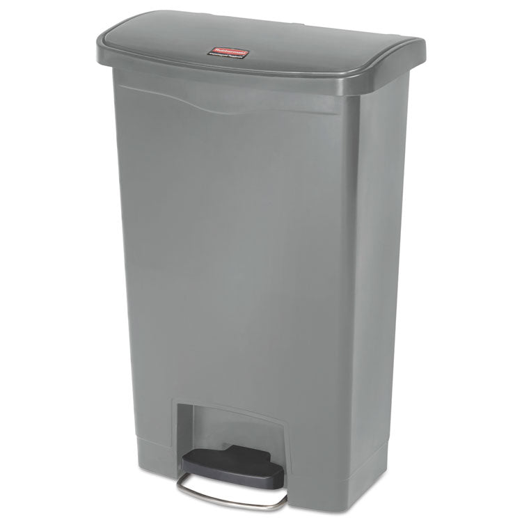 Slim Jim Streamline Resin Step-On Container, Front Step Style, 13 gal, Polyethylene, Gray 1