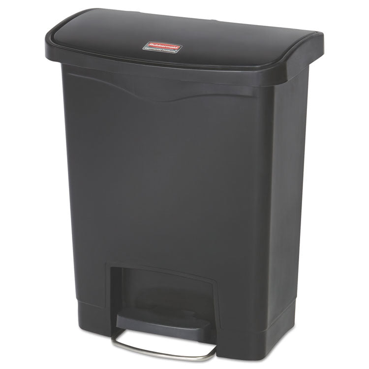 Slim Jim Streamline Resin Step-On Container, Front Step Style, 8 gal, Polyethylene, Black 1