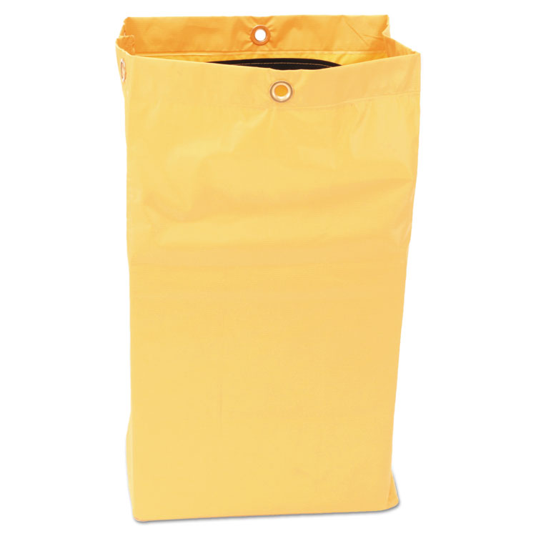 Zippered Vinyl Cleaning Cart Bag, 24 Gal, , 17.25" X 30.5", Yellow 3