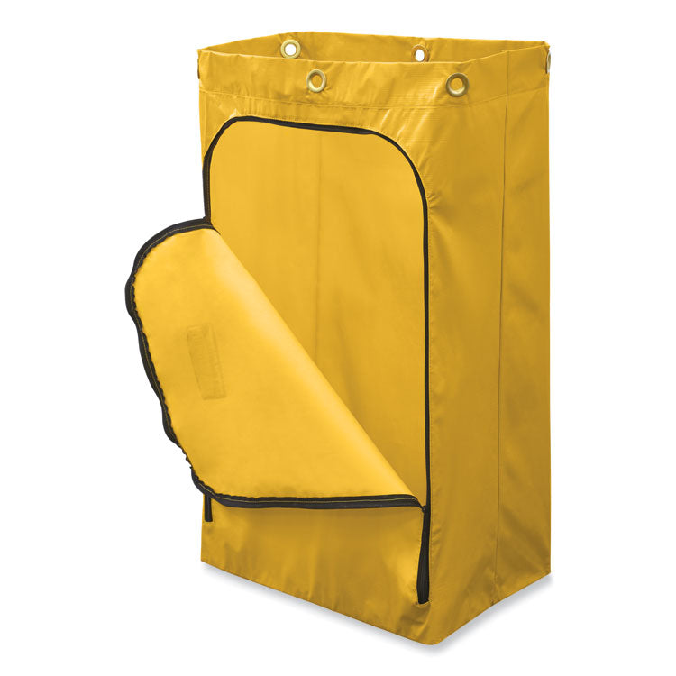 Zippered Vinyl Cleaning Cart Bag, 24 Gal, , 17.25" X 30.5", Yellow 7