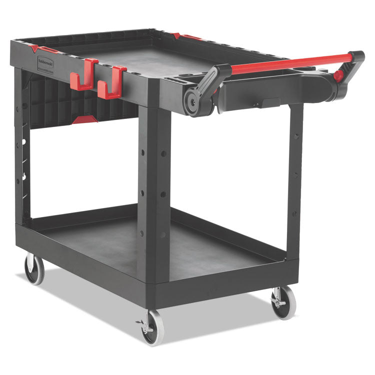 Heavy Duty Adaptable Utility Cart, Plastic, 2 Shelves, 500 lb Capacity, 25.2" x 51.5" x 36", Black 1