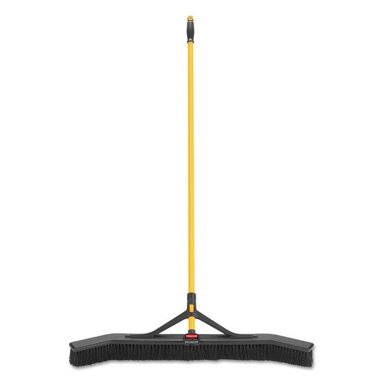 Maximizer Push-To-Center Broom, Poly Bristles, 36 X 58.13, Steel Handle, Yellow/black 2