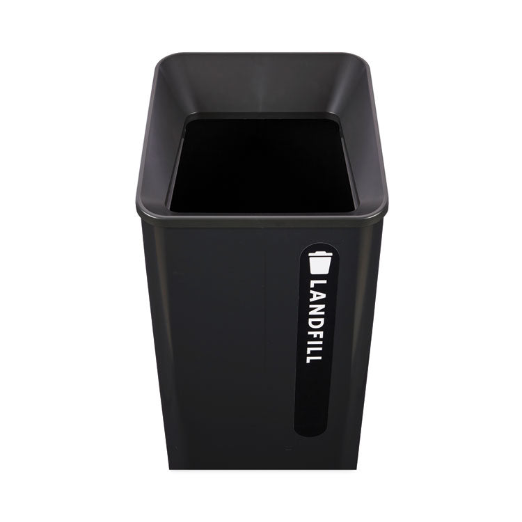 Sustain Decorative Refuse with Recycling Lid, 23 gal, Metal/Plastic, Black 3