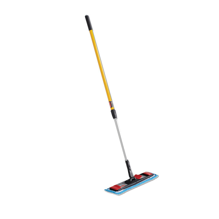 Adaptable Flat Mop Kit, 19.5 X 5.5 Blue Microfiber Head, 48" To 72" Yellow Aluminum Handle 1