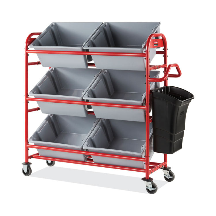 Tote Picking Cart, Metal, 3 Shelves, 450 lb Capacity, 57" x 18.5" x 55", Red 3