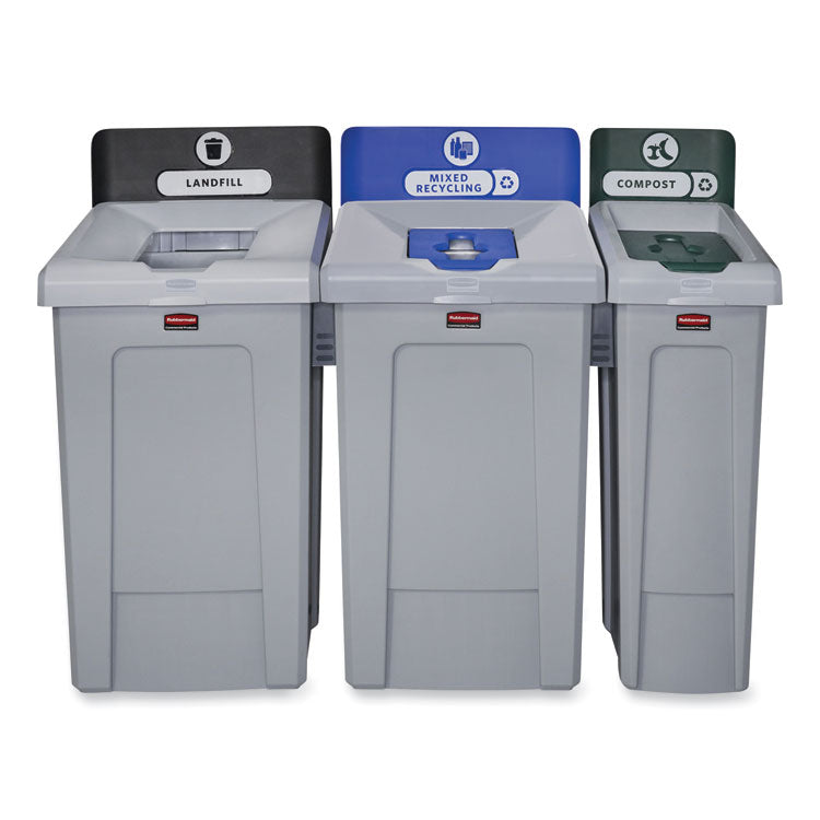 Slim Jim Recycling Station 1-Stream, Mixed Recycling Station, 33 gal, Resin, Gray 2