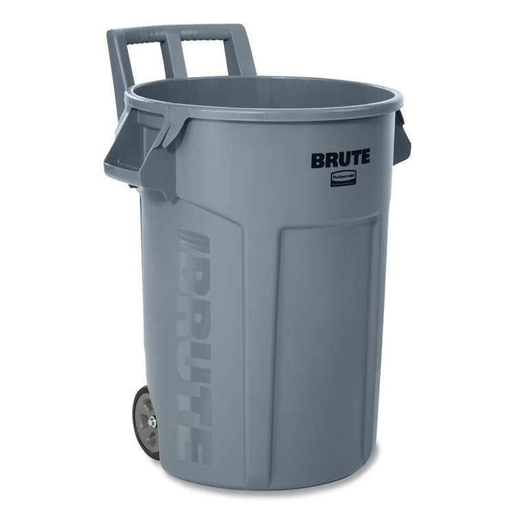 Vented Wheeled BRUTE Container, 32 gal, Plastic, Gray 1