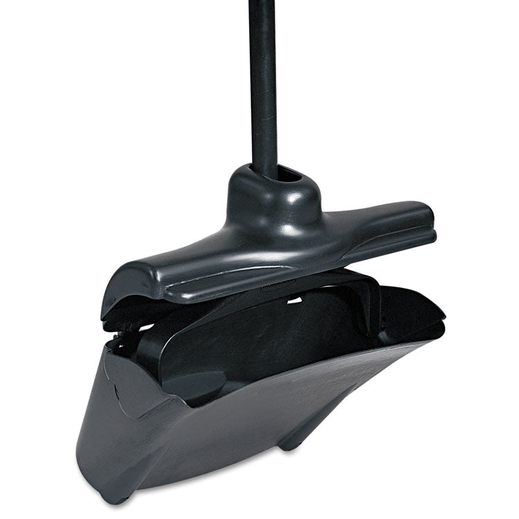 Lobby Pro Upright Dustpan, With Cover, 12.5w X 37h, Plastic Pan/metal Handle, Black 1