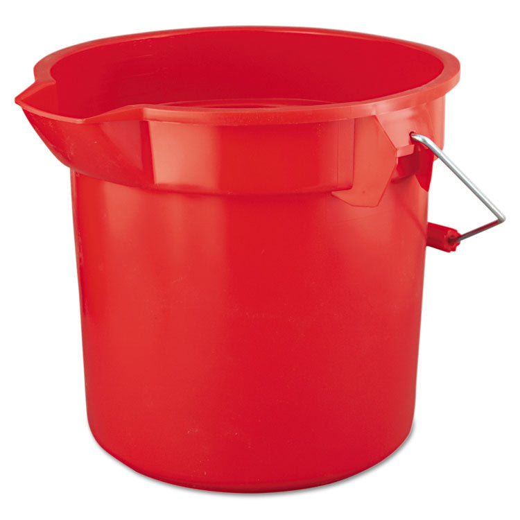 BRUTE Round Utility Pail, 14 qt, Plastic, Red, 12" dia 1