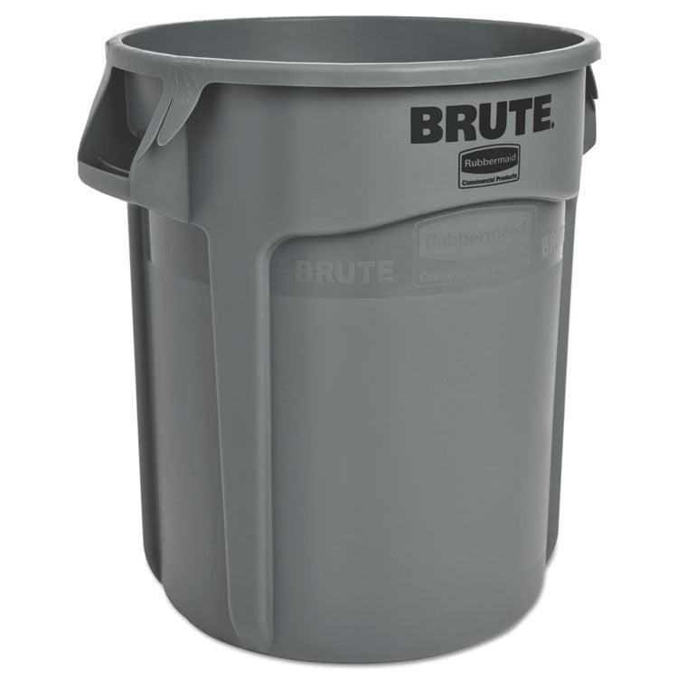 Vented Round Brute Container, 20 gal, Plastic, Gray 1