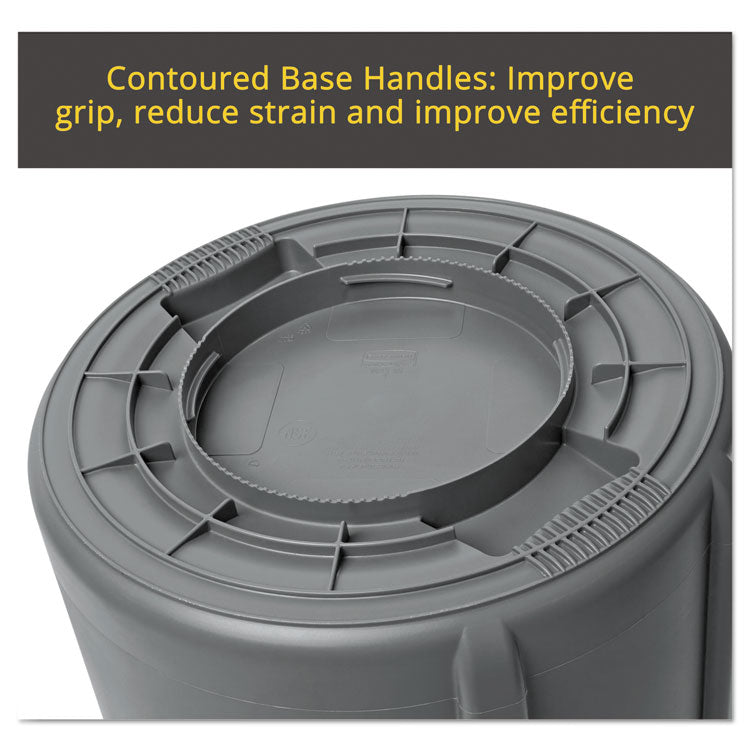 Vented Round Brute Container, 20 gal, Plastic, White 4