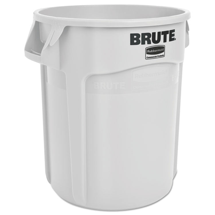 Vented Round Brute Container, 20 gal, Plastic, White 1