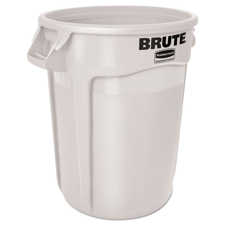 Vented Round Brute Container, 20 gal, Plastic, White 2