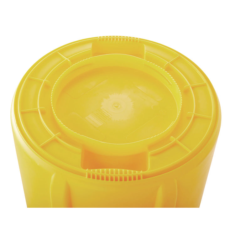 Vented Round Brute Container, 20 gal, Plastic, Yellow 2