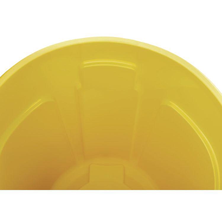 Vented Round Brute Container, 20 gal, Plastic, Yellow 3