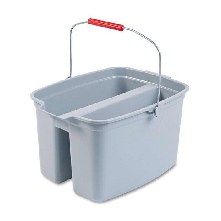 19 Quart Double Utility Pail, Plastic, Gray, 18 x 14.5 x 10 1