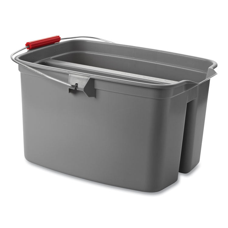 19 Quart Double Utility Pail, Plastic, Gray, 18 x 14.5 x 10 3