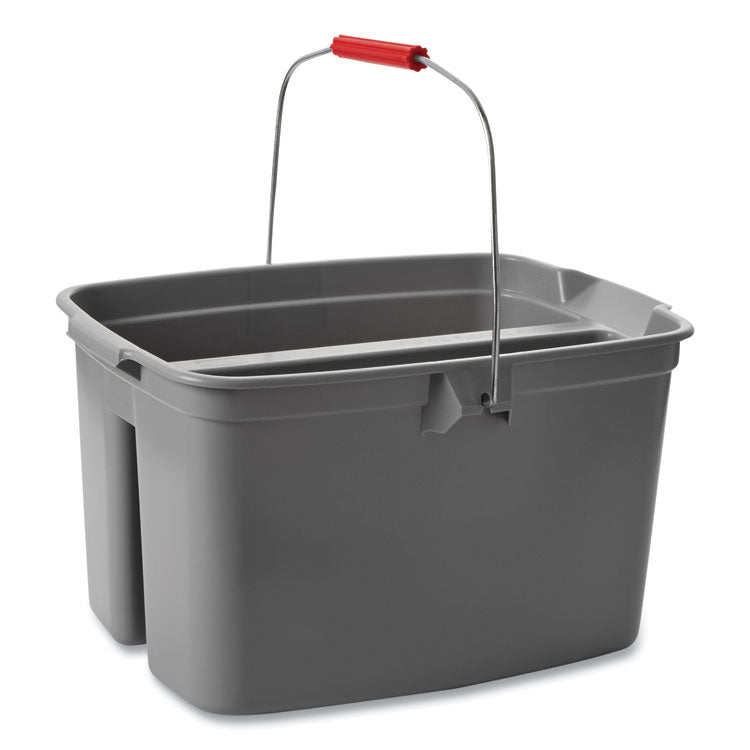 19 Quart Double Utility Pail, Plastic, Gray, 18 x 14.5 x 10 4