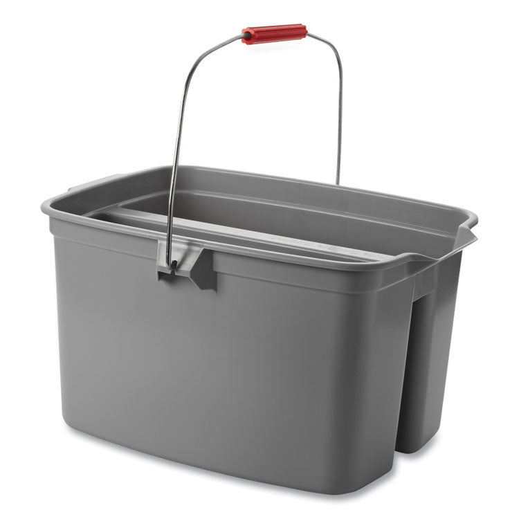 19 Quart Double Utility Pail, Plastic, Gray, 18 x 14.5 x 10 5