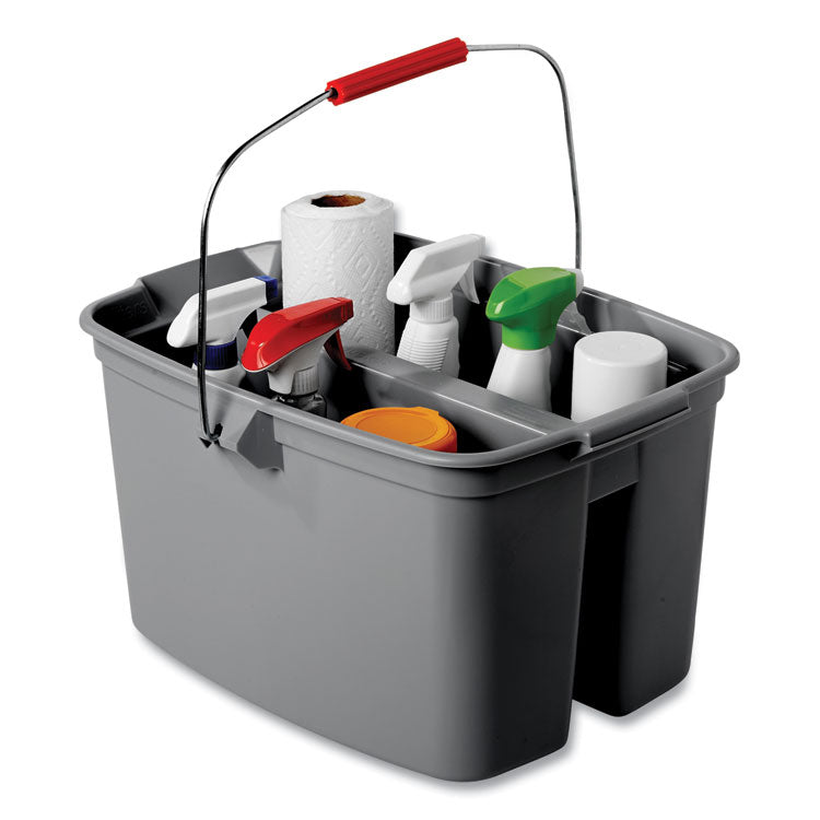 19 Quart Double Utility Pail, Plastic, Gray, 18 x 14.5 x 10 6