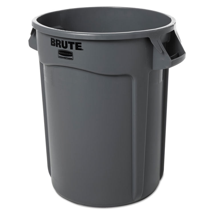 Vented Round Brute Container, 32 gal, Plastic, Gray 1