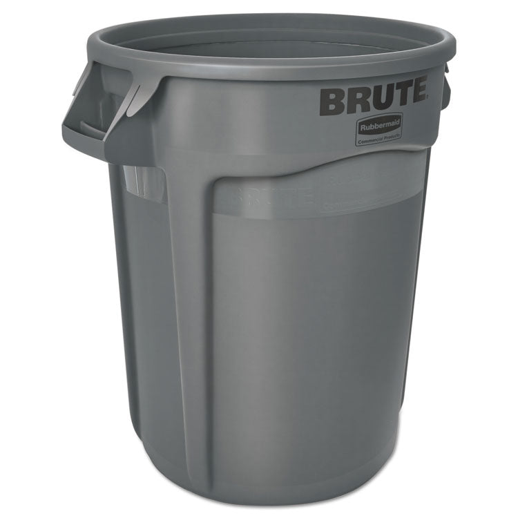 Vented Round Brute Container, 32 gal, Plastic, Gray 2