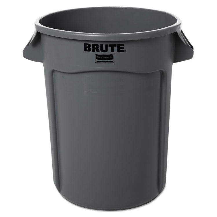 Vented Round Brute Container, 32 gal, Plastic, Gray 3