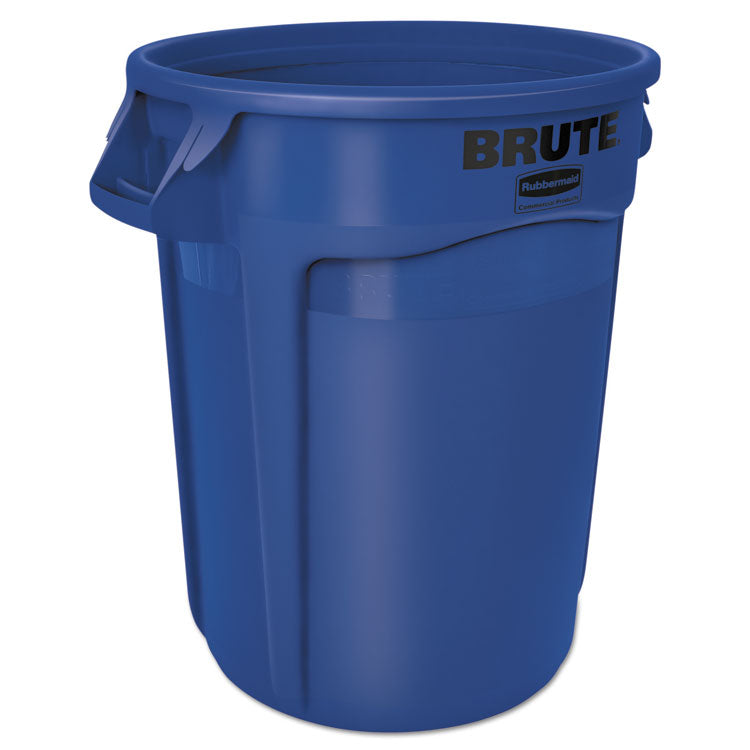 Vented Round Brute Container, 32 gal, Plastic, Blue 1