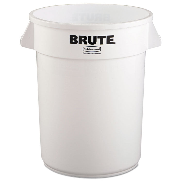 Vented Round Brute Container, 32 gal, Plastic, White 1