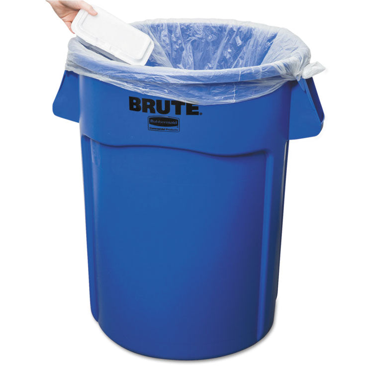 Vented Round Brute Container, 44 gal, Plastic, Blue 2