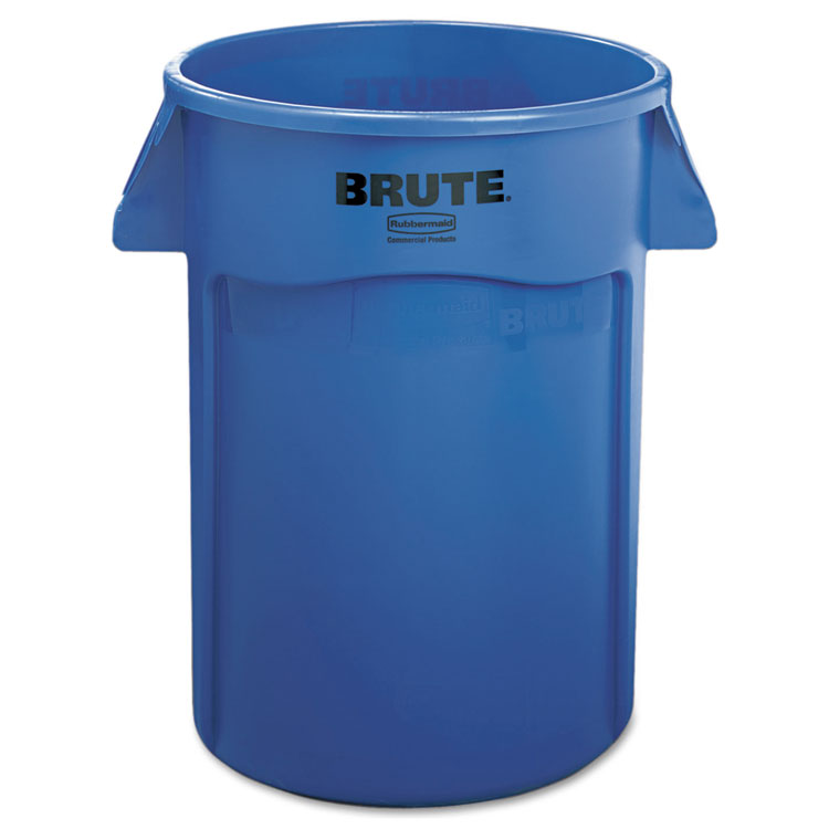 Vented Round Brute Container, 44 gal, Plastic, Blue 1