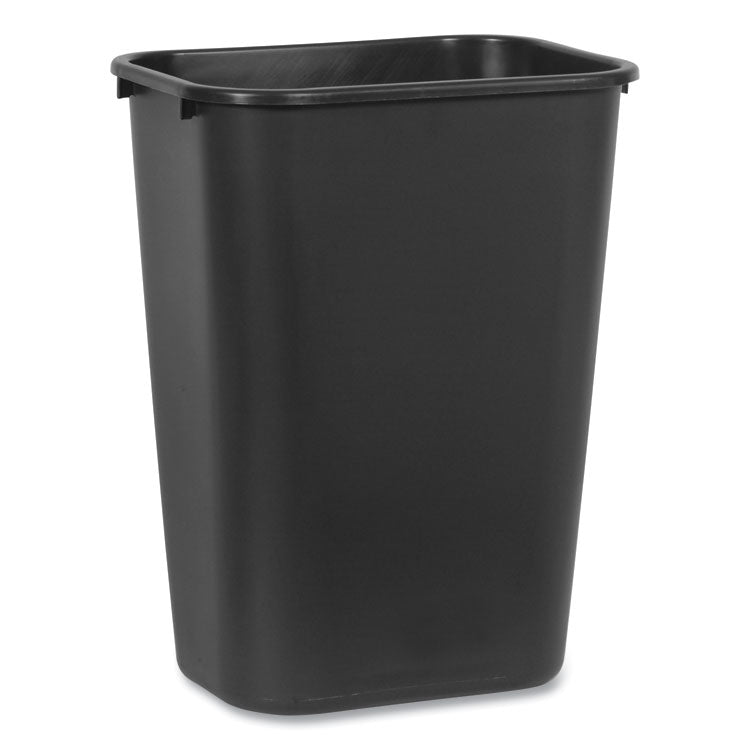 Deskside Plastic Wastebasket, 10.25 gal, Plastic, Black 1