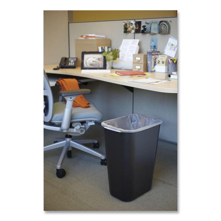 Deskside Plastic Wastebasket, 10.25 gal, Plastic, Black 4