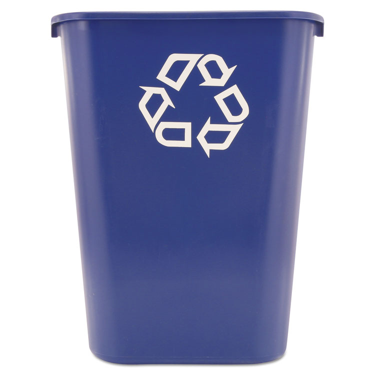 Deskside Recycling Container with Symbol, Large, 41.25 qt, Plastic, Blue 1